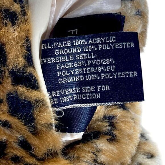 FUDA Studios Reversible Vest Womens M Cheetah Print Faux Fur Zip Stand Up Jacket - Picture 12 of 12
